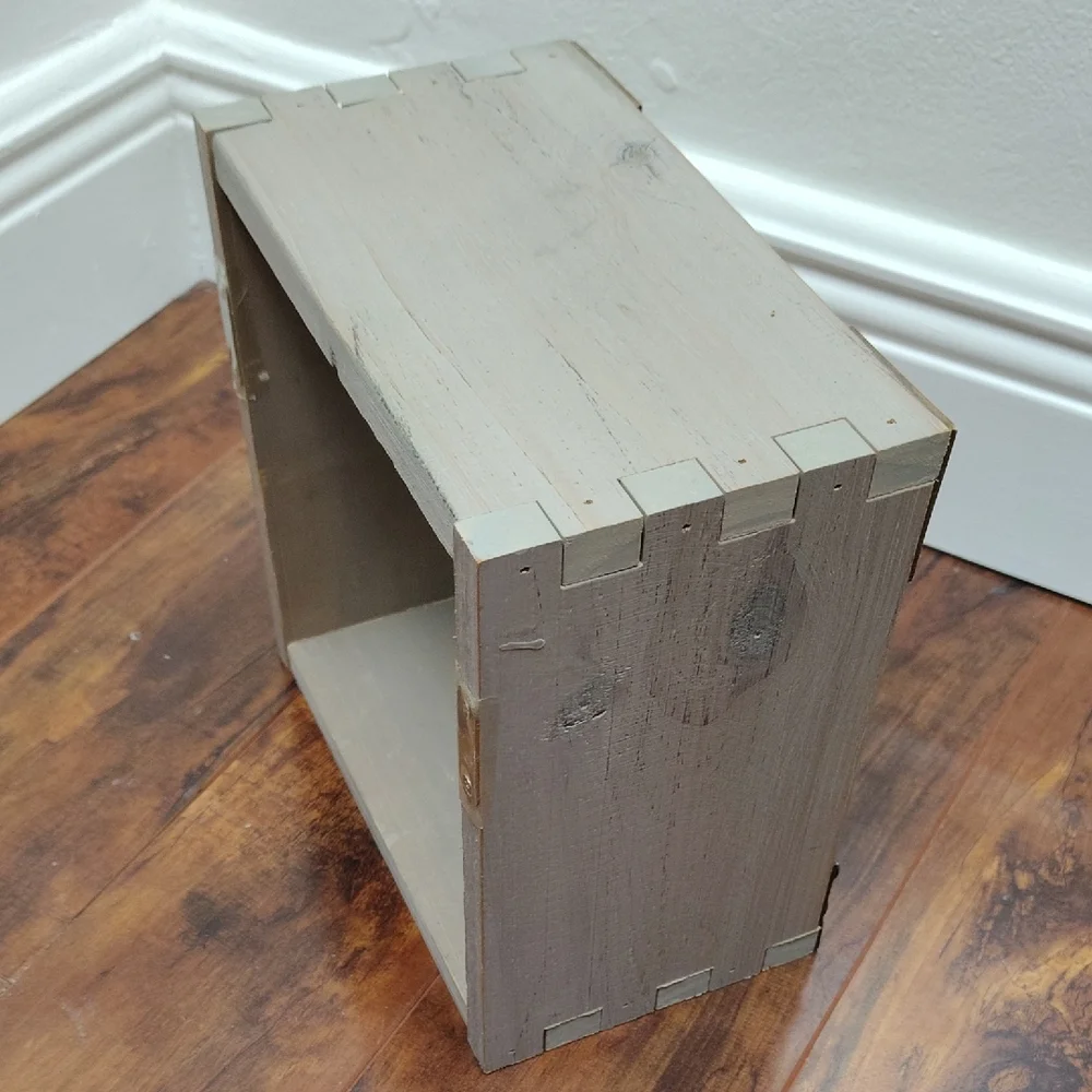 Square Wooden Wall Shelf with Metal Accents